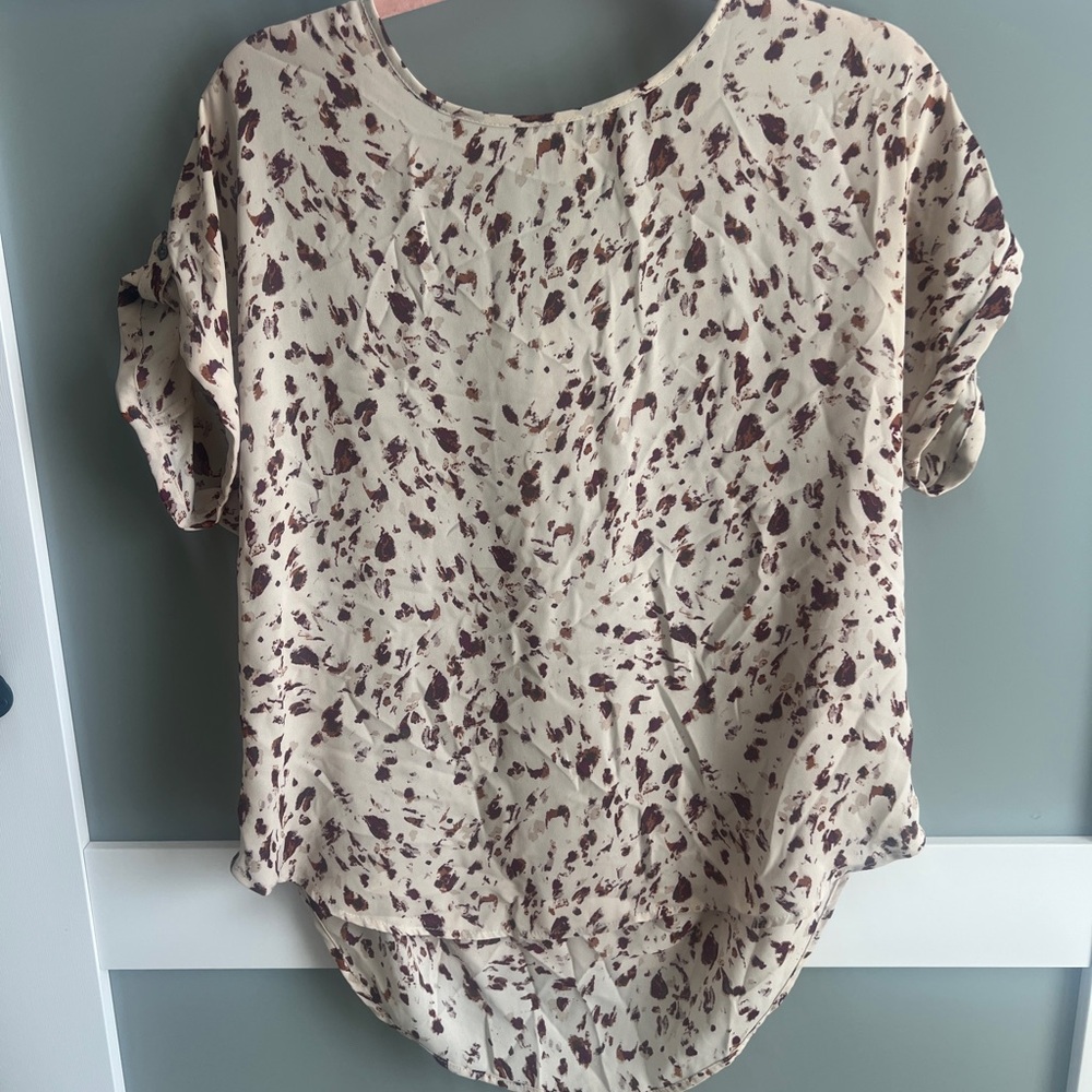 Maurices Cream and Brown Patterned Blouse